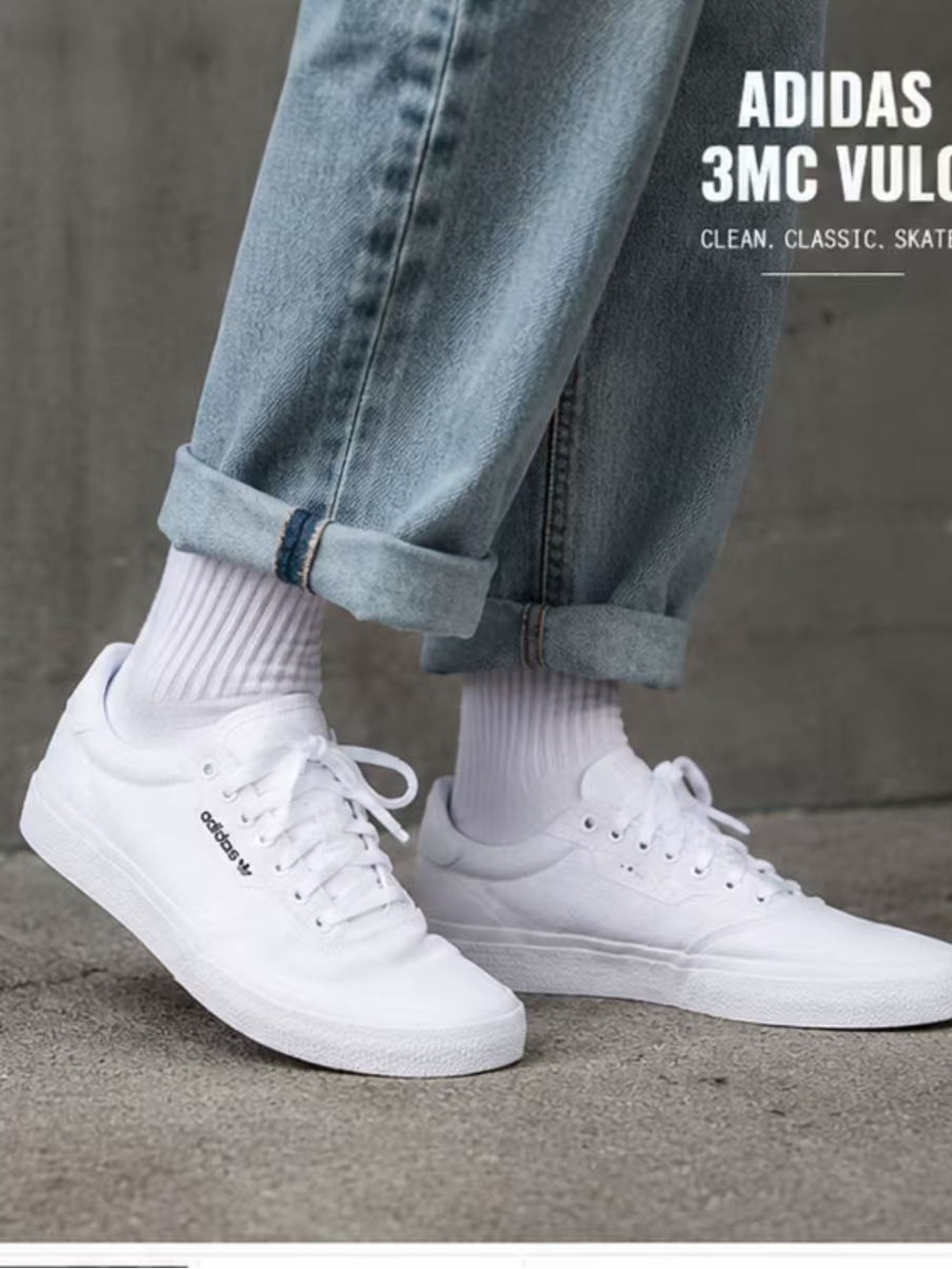 adidas White Low-Top Sneakers with Blue Insoles - Picture 5 of 5